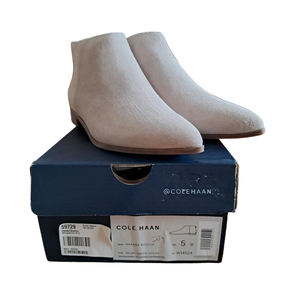 Cole Haan Womens Suede Havana Bootie Boots Morganite Suede Size 5 New With Box